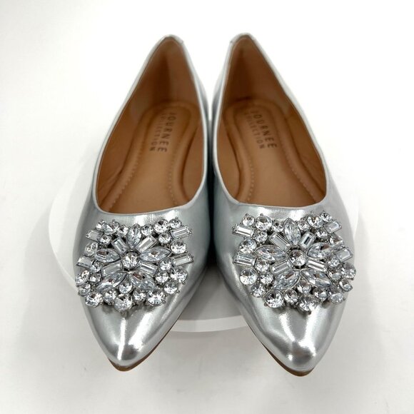Journee Collection Renzo Ballet Flats in Silver Size 8W MSRP $90 - Picture 4 of 16
